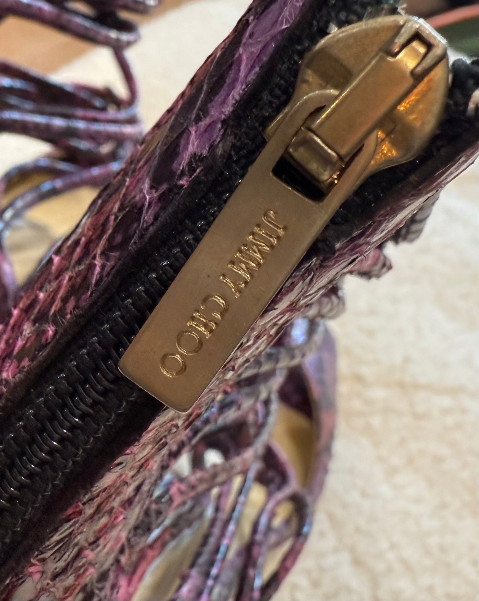 Jimmy Choo Strappy Python Heel- Size 38.5, US 8 $115-Shoes-Gazelle Fashion and Style