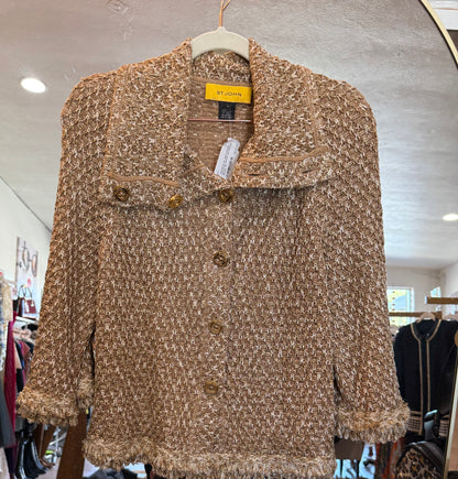 St. John Metallic Tweed Knit Jacket- Size: P-Jacket-Gazelle Fashion and Style