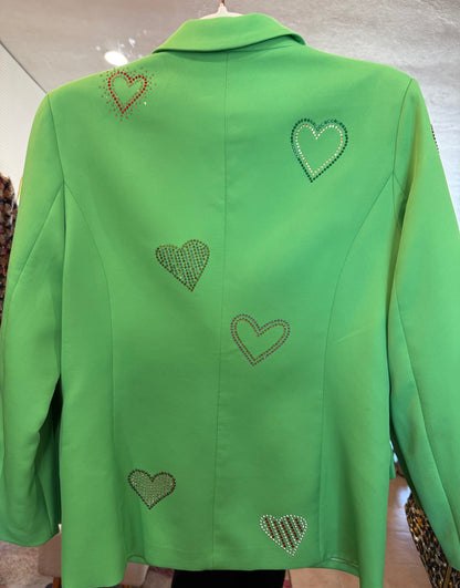 Azi Green Heart Studded Blazer- Size: S-Jacket-Gazelle Fashion and Style