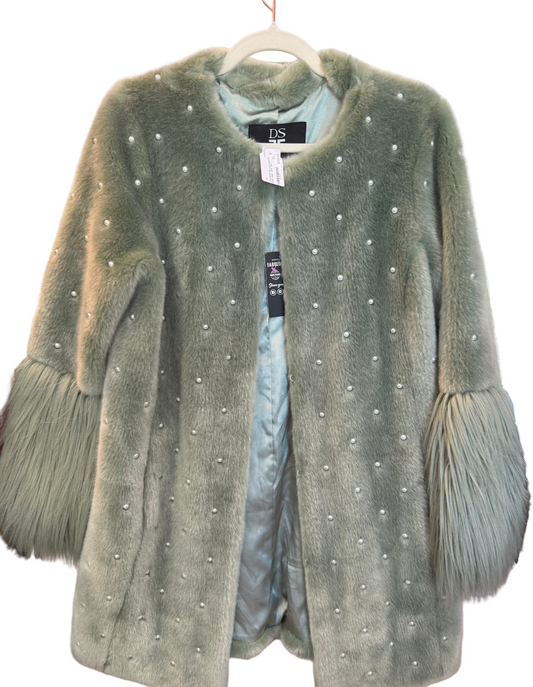 DS by Donna Salyers Faux Fur Cape Coat- Size XS/S $225-Jacket-Gazelle Fashion and Style