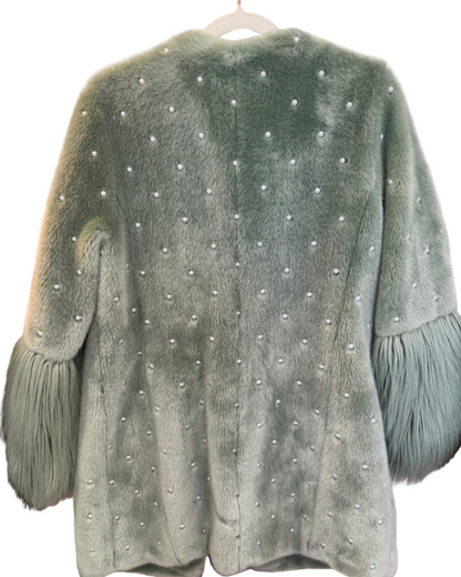 DS by Donna Salyers Faux Fur Cape Coat- Size XS/S $225-Jacket-Gazelle Fashion and Style