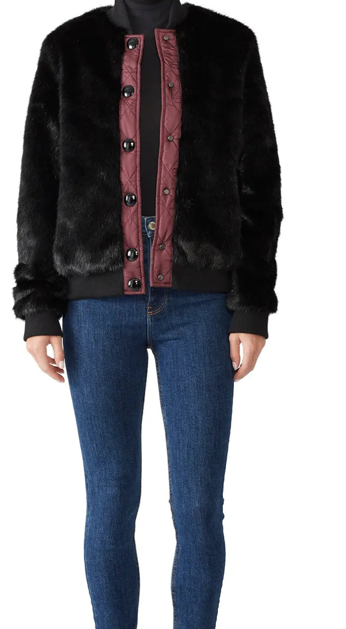Hunter Original Faux Fur Bomber Jacket- Size: S $85-Jacket-Gazelle Fashion and Style