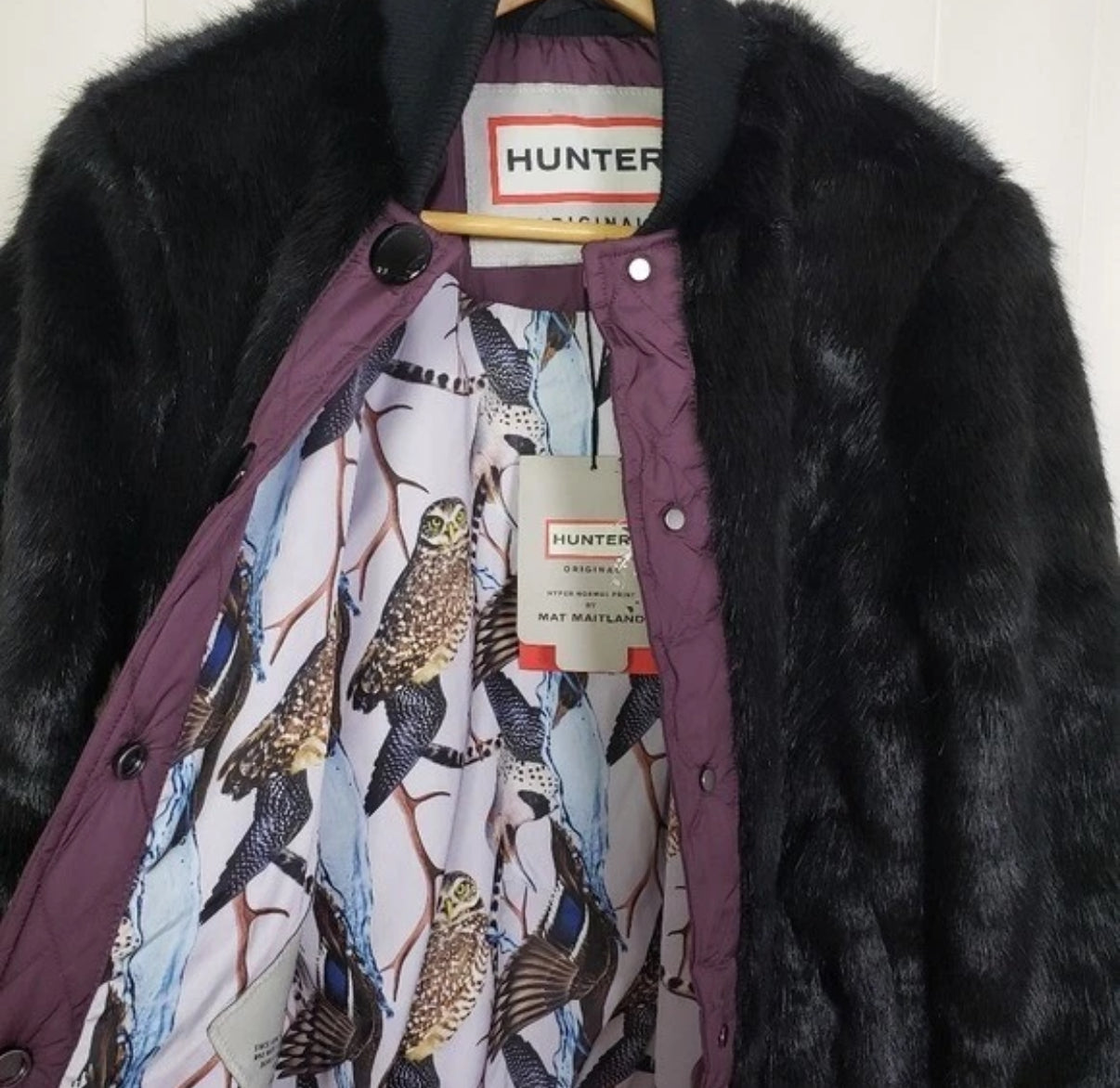 Hunter Original Faux Fur Bomber Jacket- Size: S $85-Jacket-Gazelle Fashion and Style