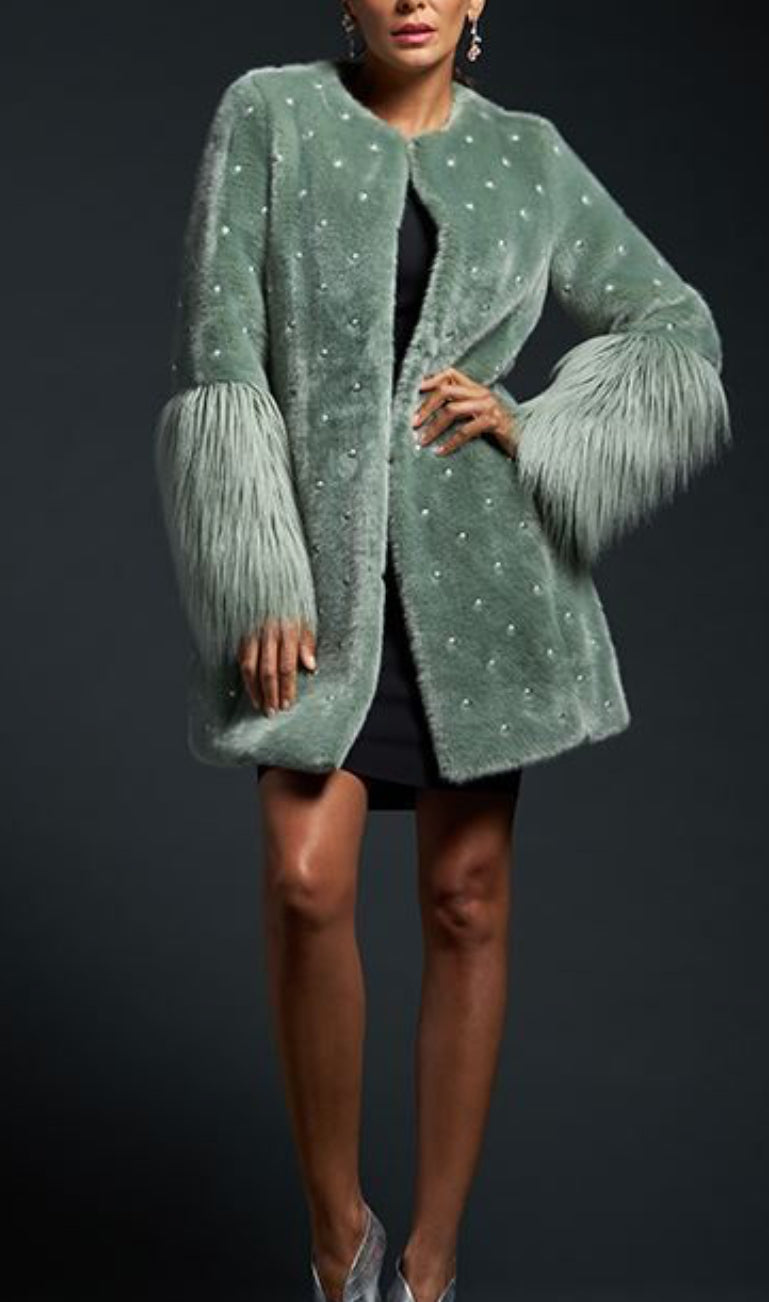 DS by Donna Salyers Faux Fur Cape Coat- Size XS/S $225-Jacket-Gazelle Fashion and Style