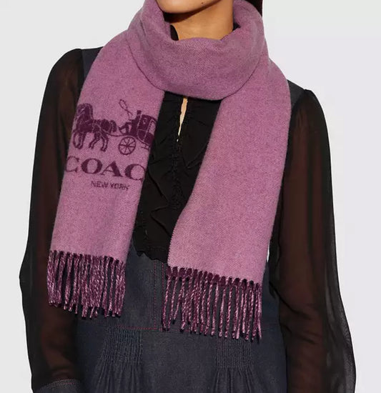 Coach Horse & Carriage Cashmere Muffler Scarf $95-Scarves-Gazelle Fashion and Style