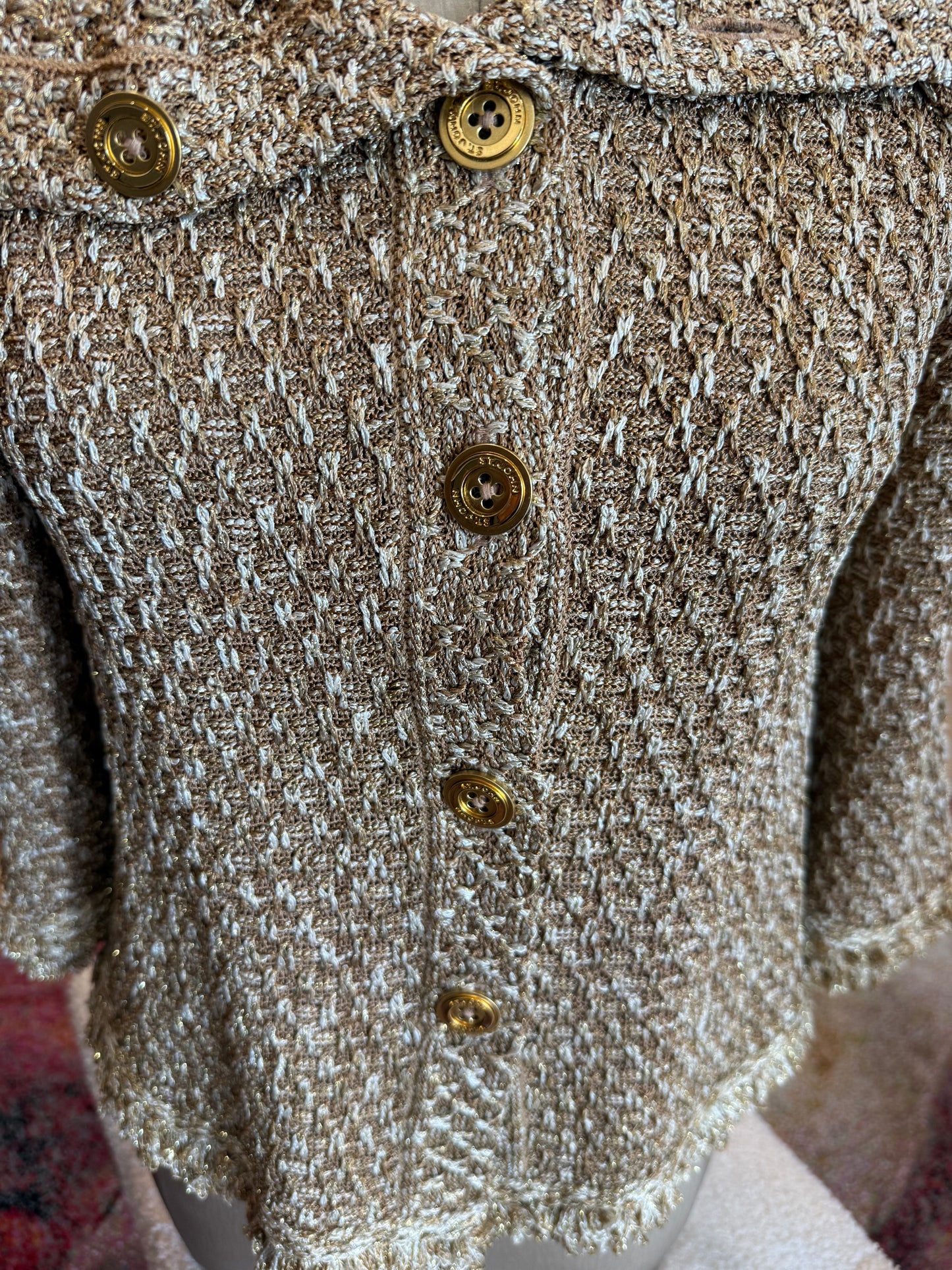 St. John Metallic Tweed Knit Jacket- Size: P $220-Jacket-Gazelle Fashion and Style