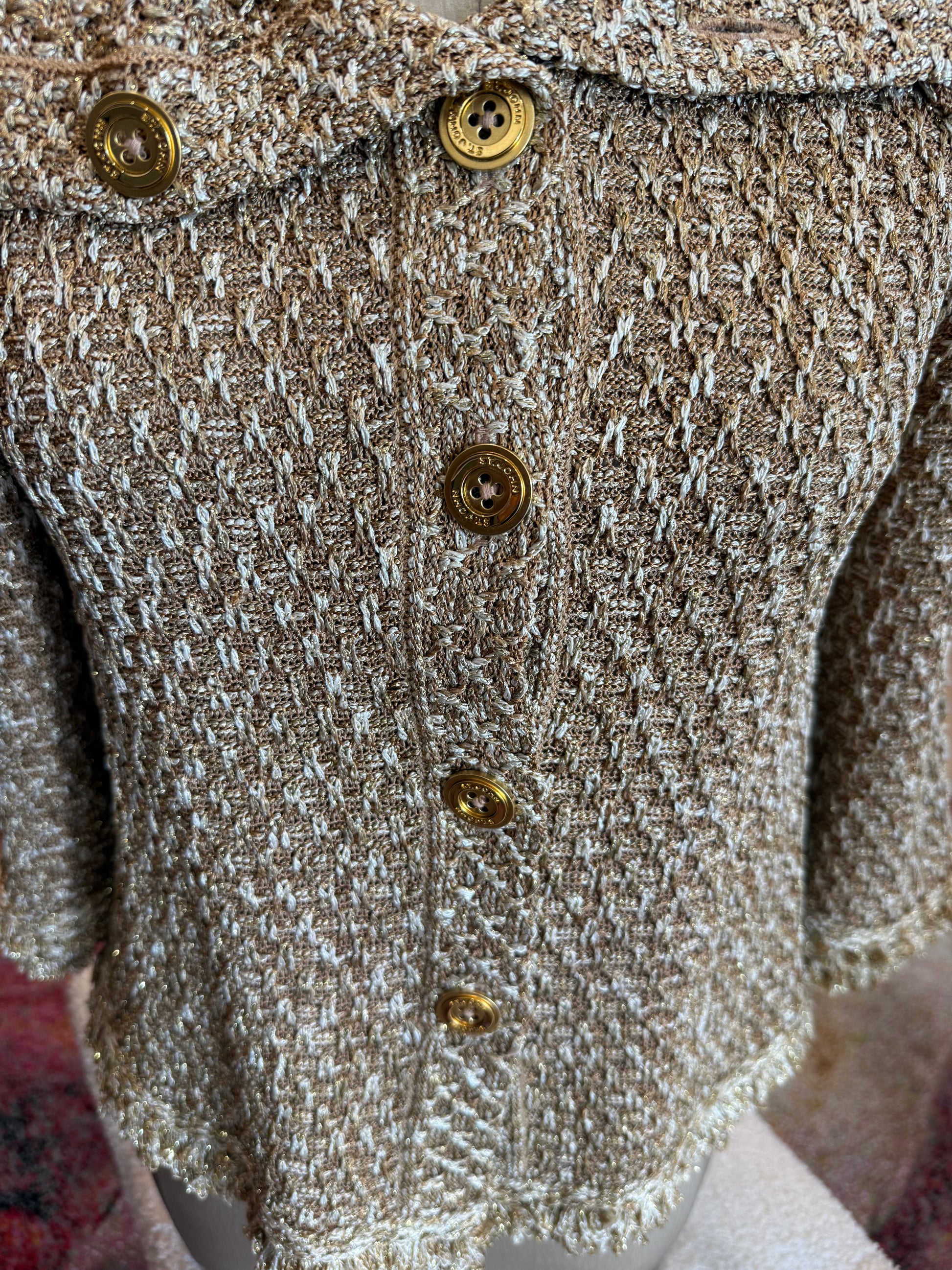St. John Metallic Tweed Knit Jacket- Size: P $220-Jacket-Gazelle Fashion and Style