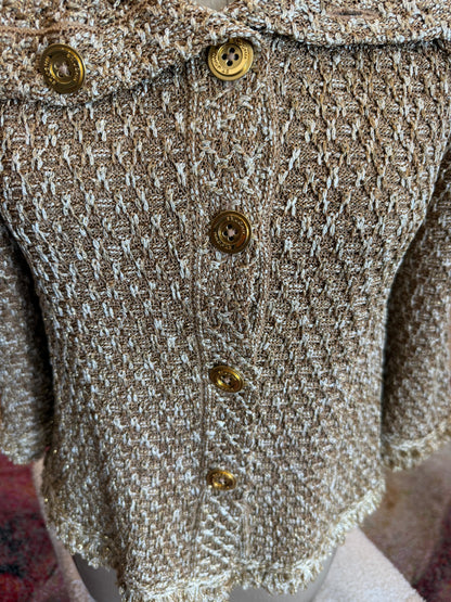 St. John Metallic Tweed Knit Jacket- Size: P $220-Jacket-Gazelle Fashion and Style