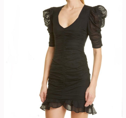 Isabel Marant Etoile Sireny Puff Sleeve Mini Dress- Size:40 US 4,  $165