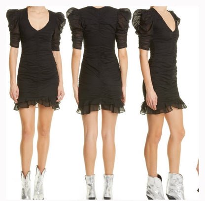 Isabel Marant Etoile Sireny Puff Sleeve Mini Dress- Size:40 US 4,  $165