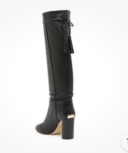 Kate Spade New York Hazel Black Leather Self-Tie Boot- Size 8, $148.00-Shoes-Gazelle Fashion and Style