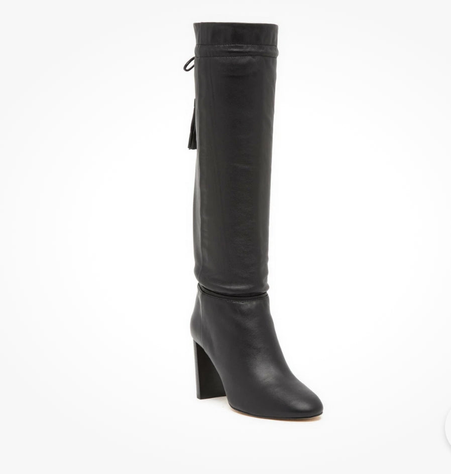 Kate Spade New York Hazel Black Leather Self-Tie Boot- Size 8, $148.00-Shoes-Gazelle Fashion and Style