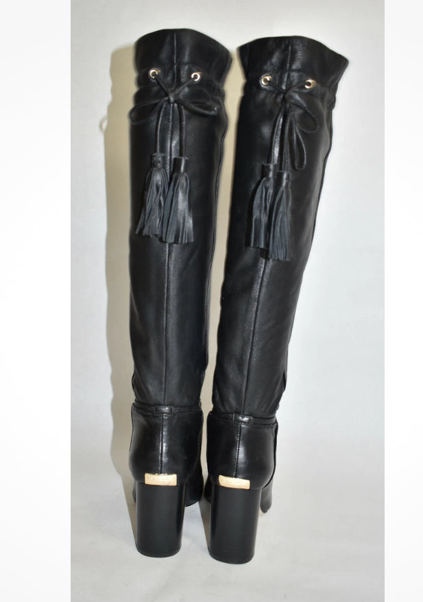 Kate Spade New York Hazel Black Leather Self-Tie Boot- Size 8, $148.00-Shoes-Gazelle Fashion and Style