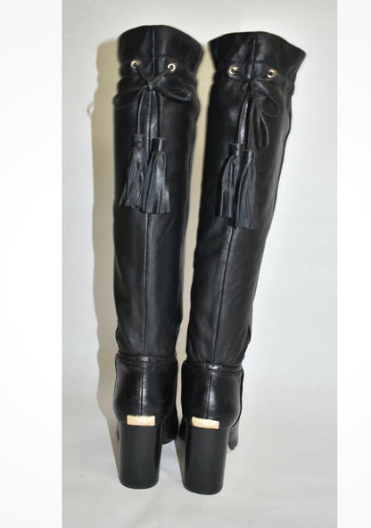 Kate Spade New York Hazel Black Leather Self-Tie Boot- Size 8, $148.00-Shoes-Gazelle Fashion and Style