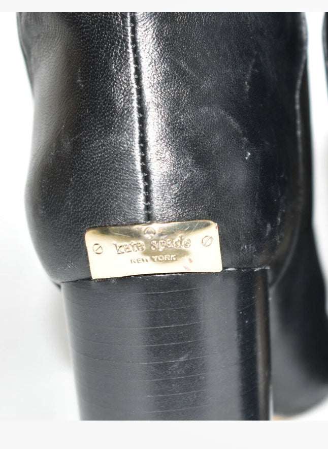 Kate Spade New York Hazel Black Leather Self-Tie Boot- Size 8, $148.00-Shoes-Gazelle Fashion and Style