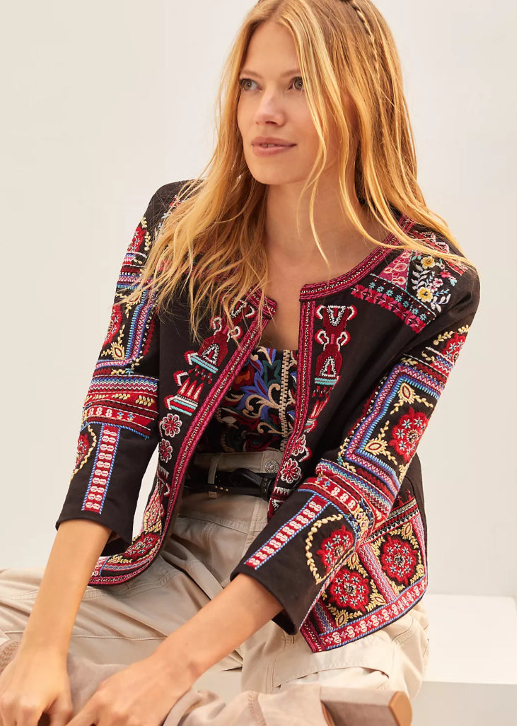 Anthropologie Abstract Embroidered Jacket-JACKETS-Gazelle Fashion and Style