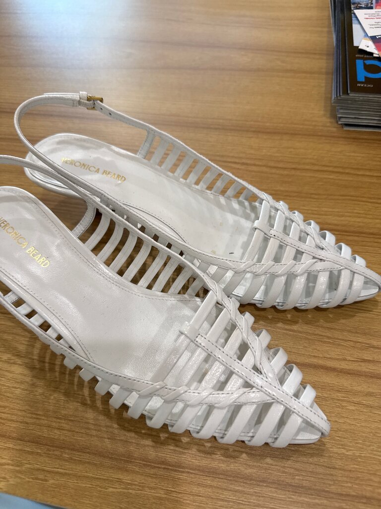 Veronica Beard White Strappy Heels