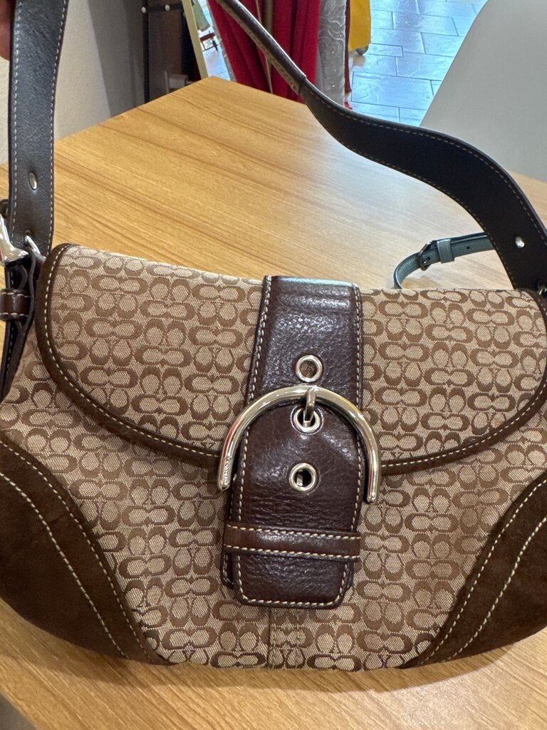 Brown Leather Accented Handbag