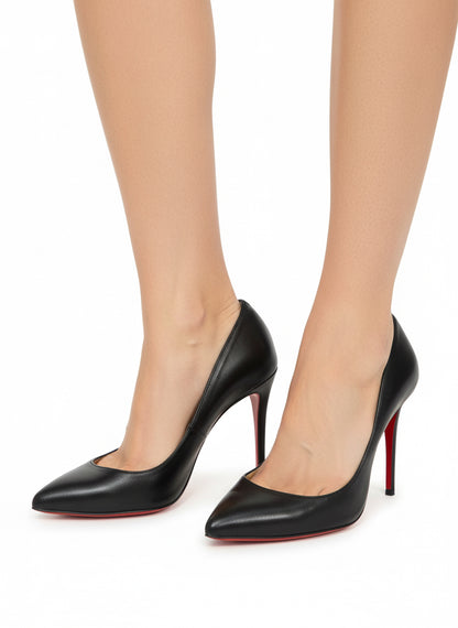 Christian Louboutin Black Leather High Heels-SHOES-Gazelle Fashion and Style