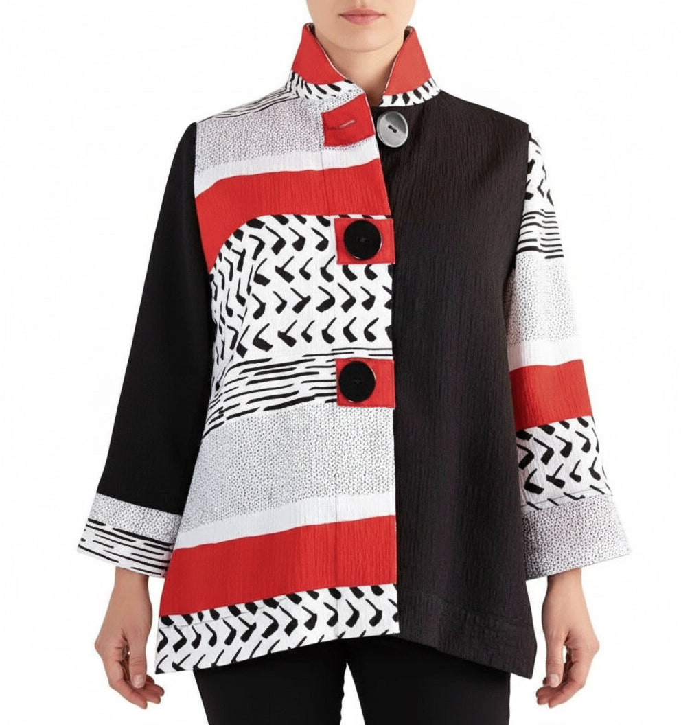 Colorful Abstract Print Jacket-JACKETS-Gazelle Fashion and Style