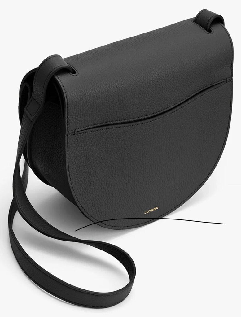Cuyana Black Leather Saddle Bag-HANDBAGS-Gazelle Fashion and Style