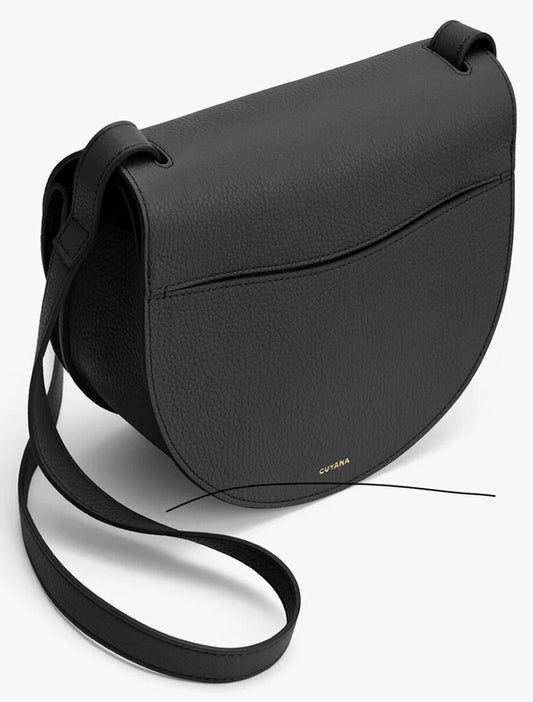Cuyana Black Leather Saddle Bag-HANDBAGS-Gazelle Fashion and Style