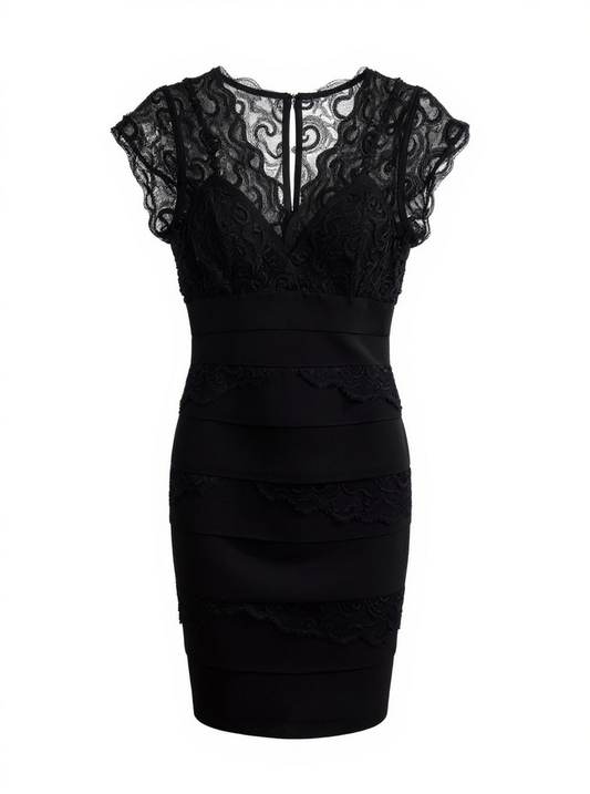Black Lace Dress-DRESS-4-Black-Used-Gazelle Fashion and Style