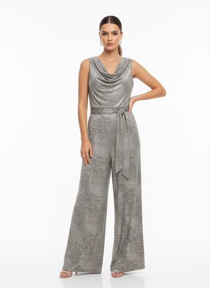 Connected Apparel Drape Neck Jumpsuit-JUMPSUIT-Gazelle Fashion and Style