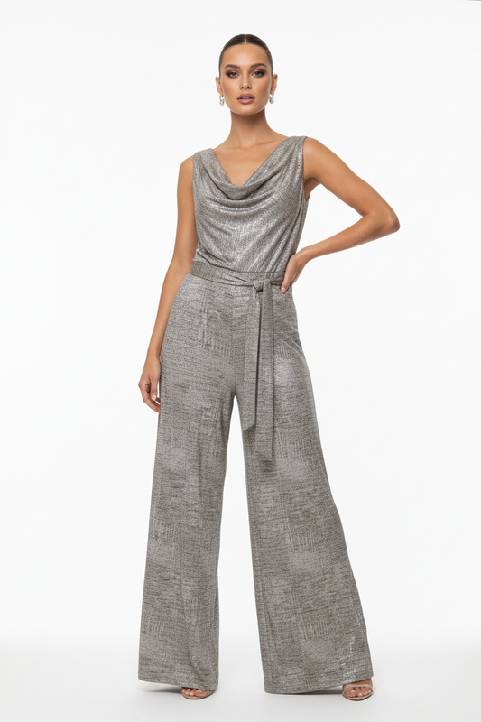 Connected Apparel Drape Neck Jumpsuit-JUMPSUIT-Gazelle Fashion and Style
