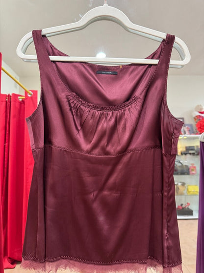 Eli Tahari Burgundy Silk Top-TOPS-Gazelle Fashion and Style