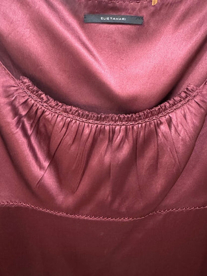 Eli Tahari Burgundy Silk Top-TOPS-Gazelle Fashion and Style