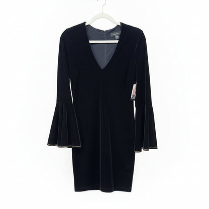 Karen Kane Black Velvet with Bell Sleeves-DRESS-medium-black-New-Gazelle Fashion and Style