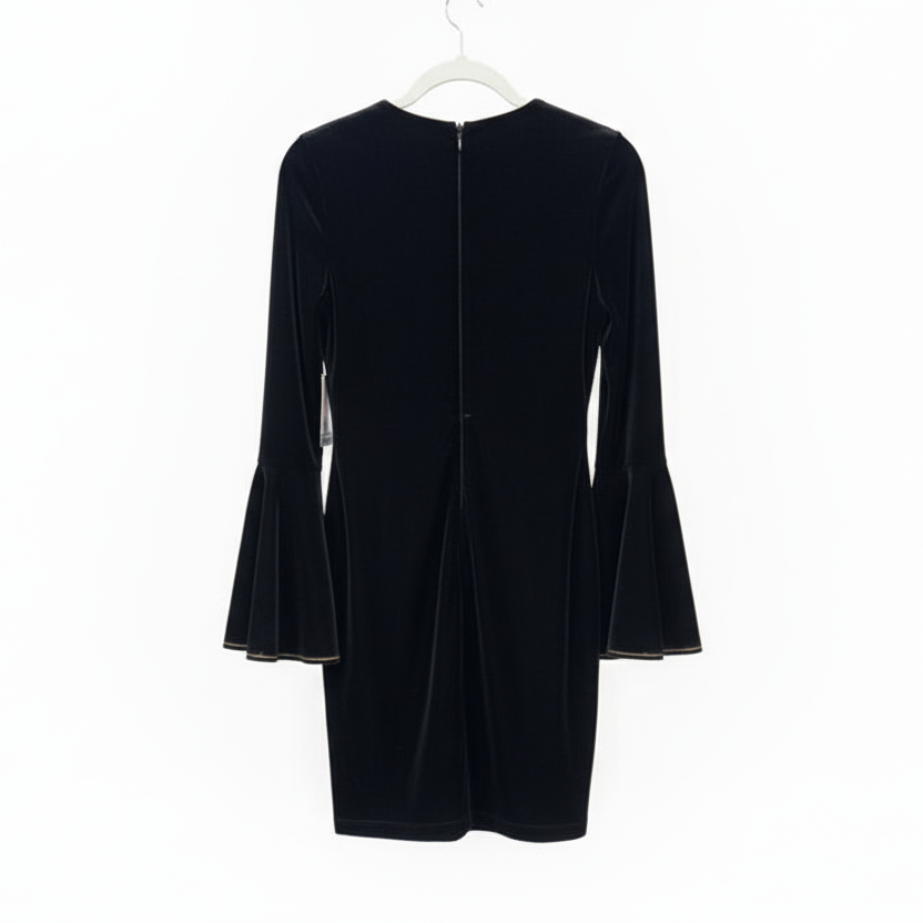 Karen Kane Black Velvet with Bell Sleeves-DRESS-Gazelle Fashion and Style