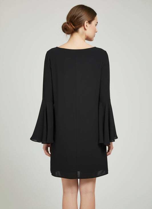 Women's Black Bell Sleeve Dress-DRESS-Gazelle Fashion and Style