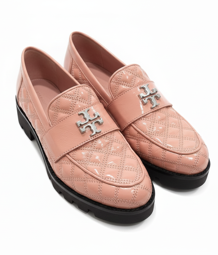 Tory Burch Pink Quilted Loafers-SHOES-8-pink-Used-Gazelle Fashion and Style