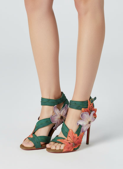 Sergio Rossi Floral Embellished Heeled Sandals-SHOES-Gazelle Fashion and Style