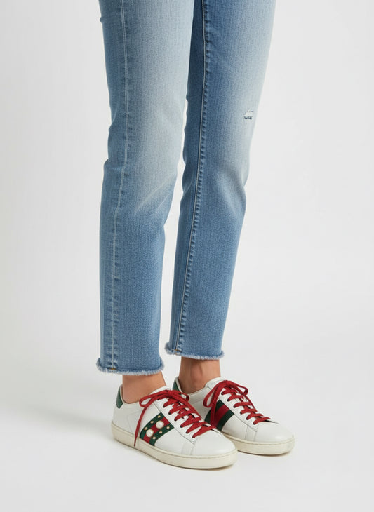 Gucci Red and Green Sneakers with Embellishments-SHOES-Gazelle Fashion and Style