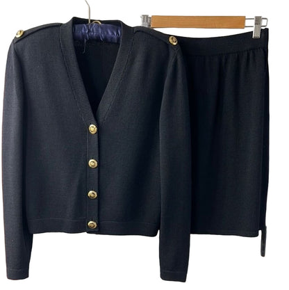 St. John Black Cardigan, Top and Skirt Set-SETS-Gazelle Fashion and Style