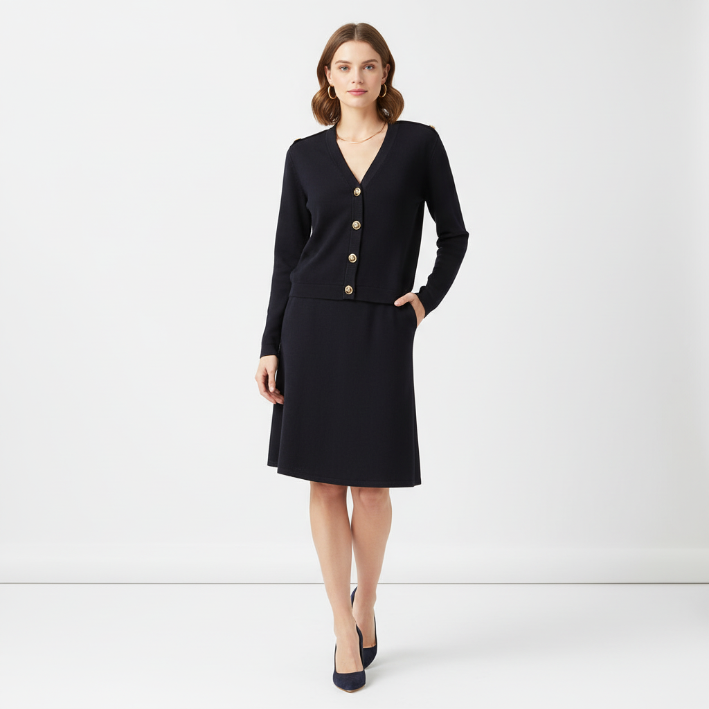 St. John Black Cardigan, Top and Skirt Set-SETS-Gazelle Fashion and Style