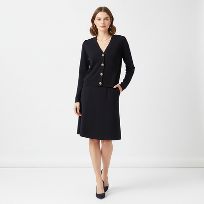 St. John Black Cardigan, Top and Skirt Set-SETS-Gazelle Fashion and Style