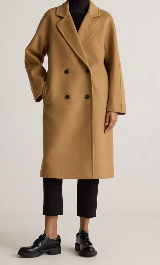 Quince Brown Double Breasted Wool Coat-JACKETS-Gazelle Fashion and Style