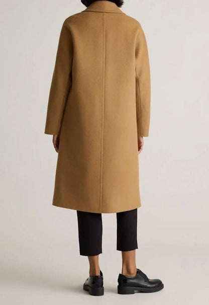 Quince Brown Double Breasted Wool Coat-JACKETS-Gazelle Fashion and Style