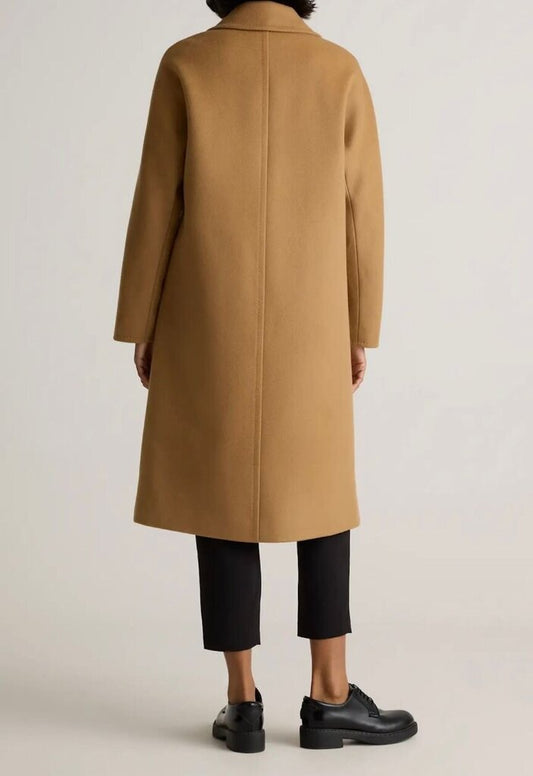 Quince Brown Double Breasted Wool Coat-JACKETS-Gazelle Fashion and Style