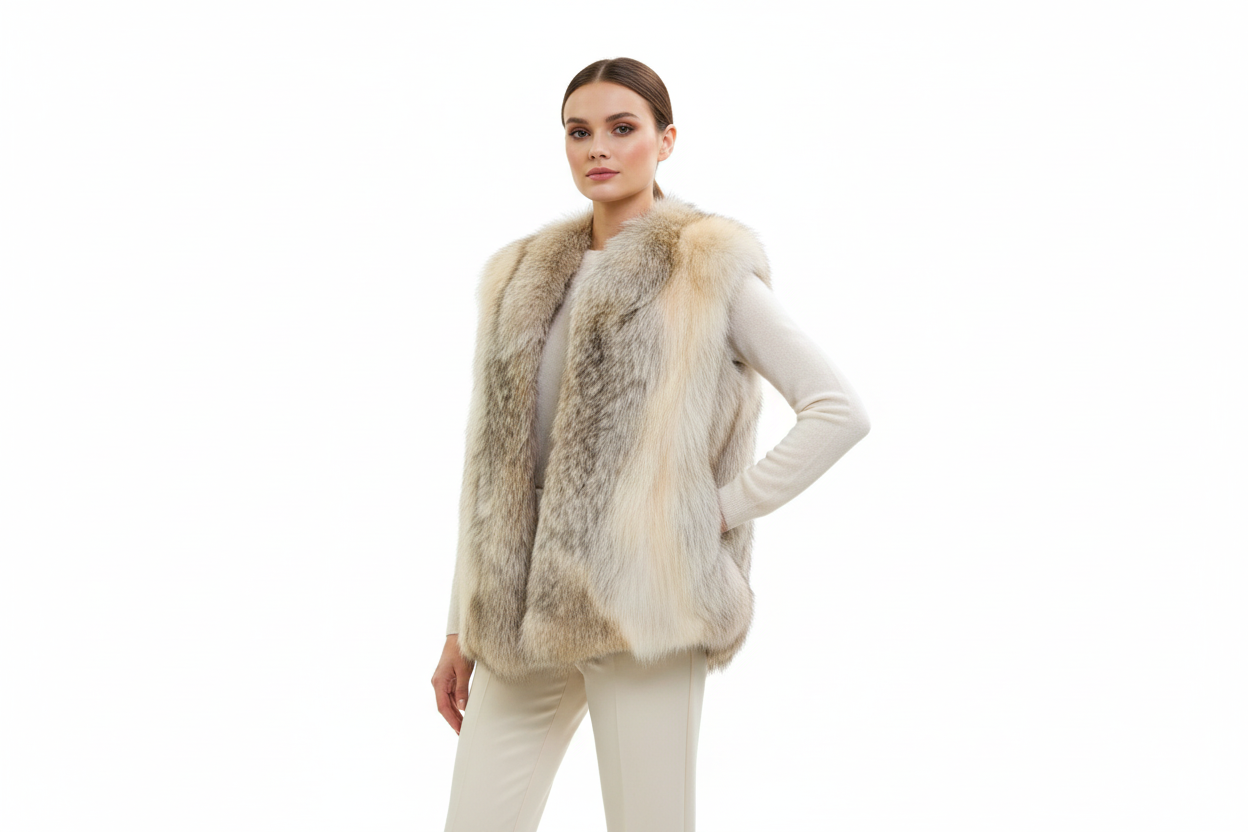 Sassy Fox Real Wolf Fur Vest-VEST-Gazelle Fashion and Style