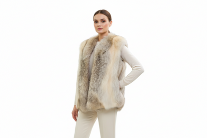 Sassy Fox Real Wolf Fur Vest-VEST-Gazelle Fashion and Style