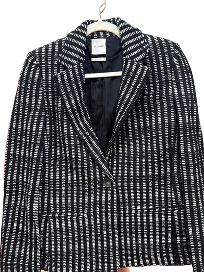 St. John Black and White Striped Blazer-BLAZER-Gazelle Fashion and Style