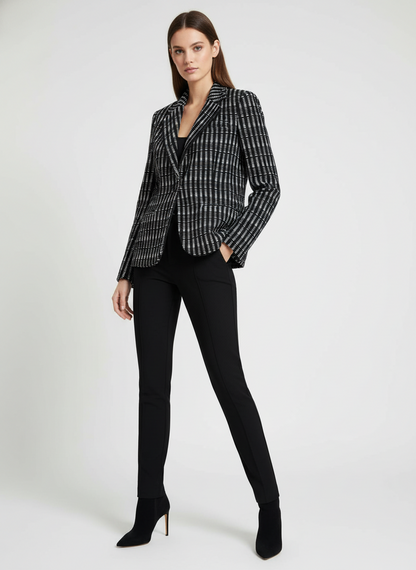 St. John Black and White Striped Blazer-BLAZER-Gazelle Fashion and Style