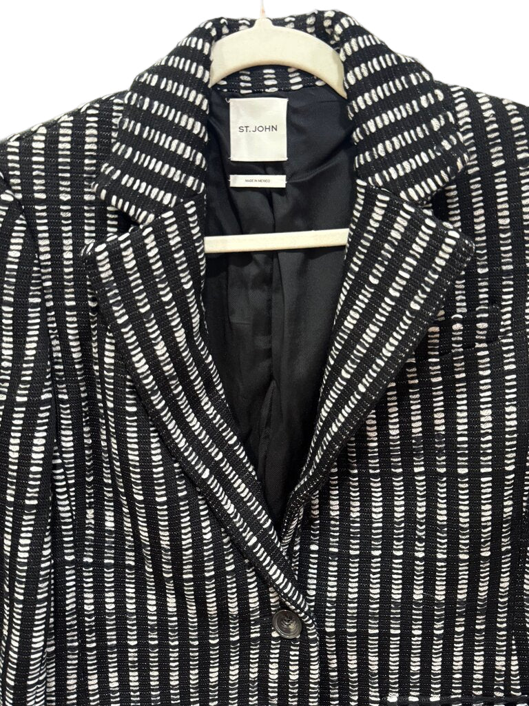 St. John Black and White Striped Blazer-BLAZER-Gazelle Fashion and Style