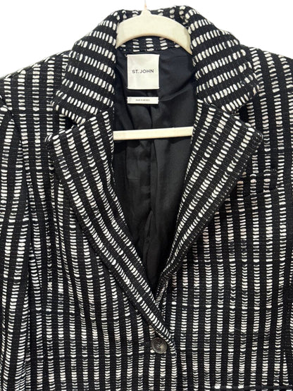 St. John Black and White Striped Blazer-BLAZER-Gazelle Fashion and Style