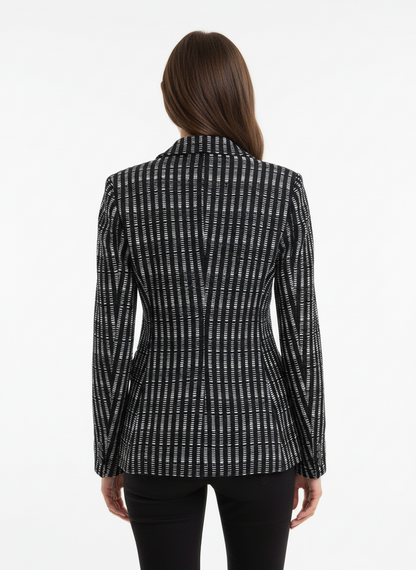 St. John Black and White Striped Blazer-BLAZER-Gazelle Fashion and Style